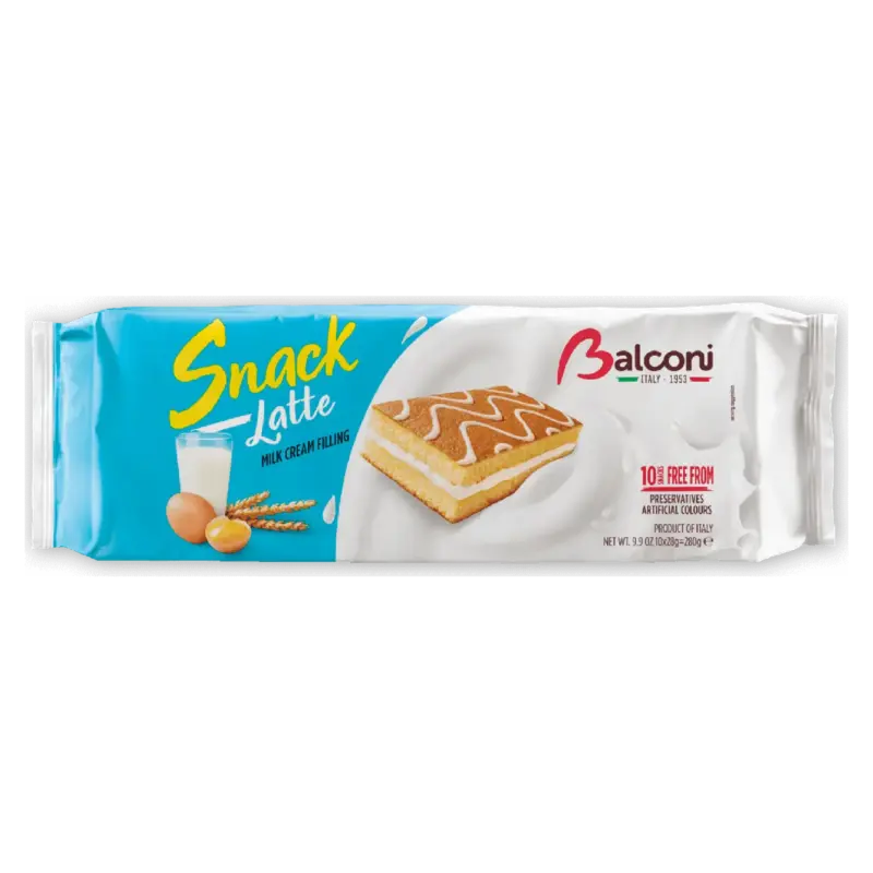 Бисквитное пирожное со сливочно-творожным кремом Balconi Snack Latte (10х28г) 280г Италия