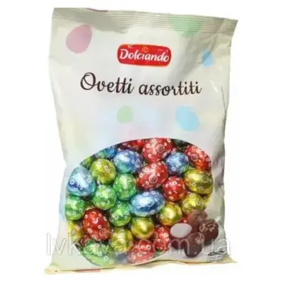 Шоколадні цукерки Асорті Великодні Яєчня Ovetti assortiti Dolciando 850 г Італія