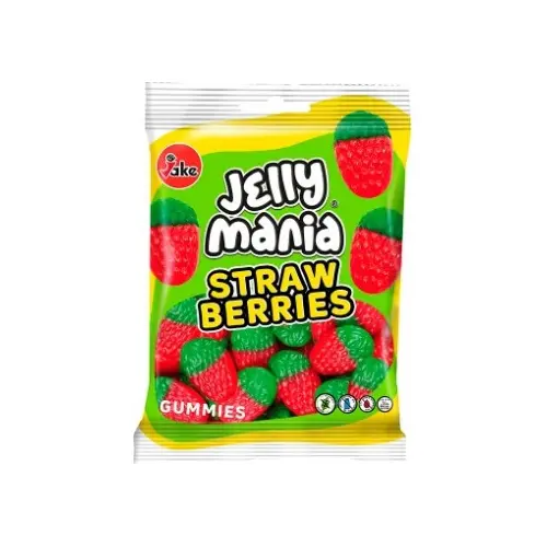 Желейні цукерки БЕЗ ГЛЮТЕНУ І ЛАКТОЗИ Jelly Mania Strawberries Jake 100г Іспанія