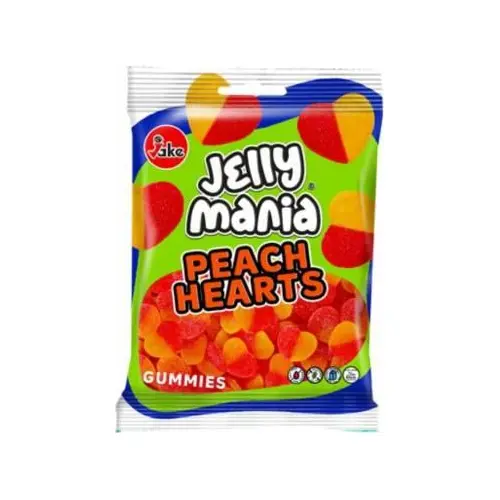 Желейні цукерки БЕЗ ГЛЮТЕНУ І ЛАКТОЗИ Jelly Mania Peachhearts Jake 100г Іспанія