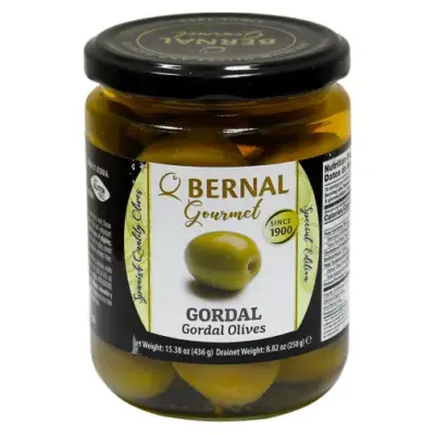 Оливки зелені з кісточкою Гігант  БЕЗ ГЛЮТЕНУ Bernal Gourmet Gordal Olives 436г Іспанія