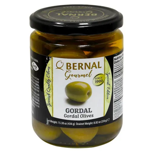 Оливки зелені з кісточкою Гігант  БЕЗ ГЛЮТЕНУ Bernal Gourmet Gordal Olives 436г Іспанія