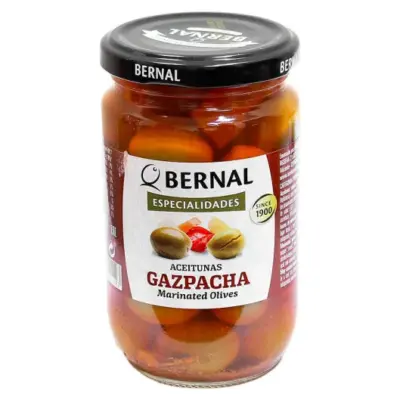 Оливки зелені мариновані Гаспача БЕЗ ГЛЮТЕНУ Bernal Gazpacha Marinated Olives 300г Іспанія