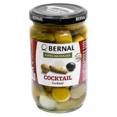 Оливки-коктейль з корнішоном та перловою цибулею БЕЗ ГЛЮТЕНУ Bernal Cocktail 300г Іспанія