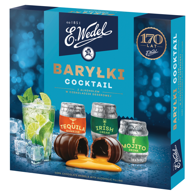 Шоколадні цукерки (Бочки) з коктелі E.Wedel Barylki Cocktail 200г Польща