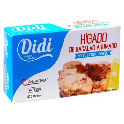 Печінка тріски копчена в олії БЕЗ ГЛЮТЕНУ Didi Higado de bacalao ahumado 100г Іспанія