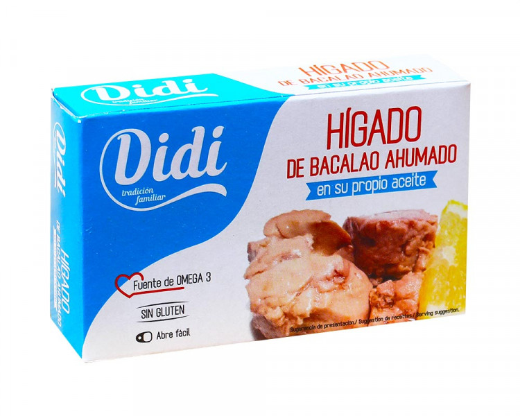 Печінка тріски копчена в олії БЕЗ ГЛЮТЕНА Didi Higado de bacalao ahumado 100 г Іспанія