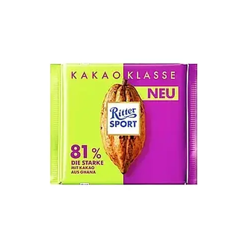 Шоколад чорний 81% какао Ritter Sport Kakao Klasse Німеччина 100 г