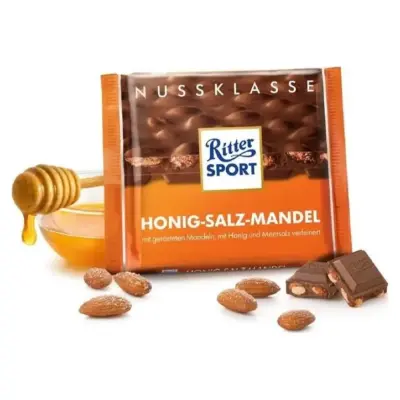 Шоколад Ritter sport HONIG-SALZ-MANDEL (з медом-солю-мінделем) Німеччина 100 г
