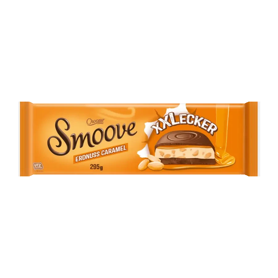 Молочний шоколад зі шматочками арахісу та карамельною нугою Choceur Smoove Erdnuss Caramel 295г Німеччина