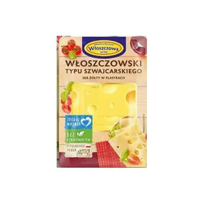 Сыр в пластинках Wloszczowa typu szwajcarskiego без консервантов 400г  Польша