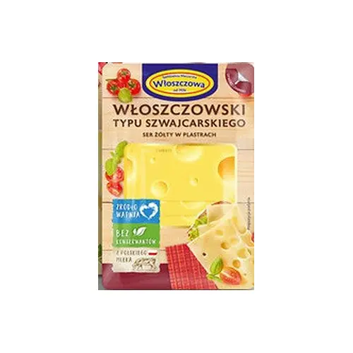 Сыр в пластинках Wloszczowa typu szwajcarskiego без консервантов 400г  Польша