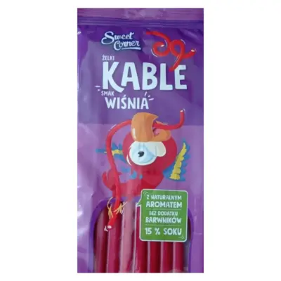 Желейні цукерки стики вишневі Sweet Corner Zelki Kable Smak Wishnia 150 г Польща