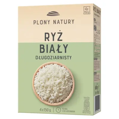 Рис білий довгозернистий Plony Natury (4х150г) 600г Польща