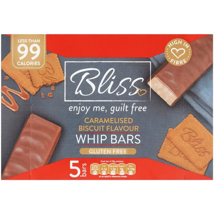 Батончик з карамеллю та печивом у молочному шоколаді БЕЗ ГЛЮТЕНУ Bliss (5х25г) 125г Великобританія