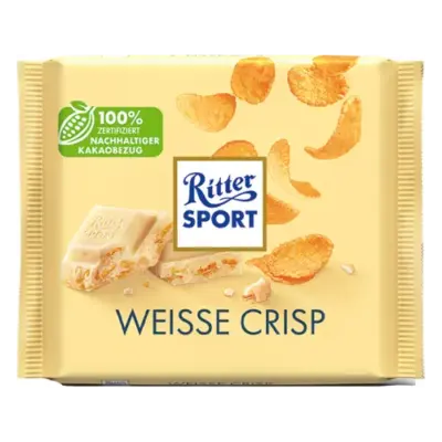 Шоколад білий хрусткий із крипсами Ritter sport WEISS+CRISP Німеччина 100 г