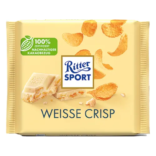 Шоколад білий хрусткий із крипсами Ritter sport WEISS+CRISP Німеччина 100 г