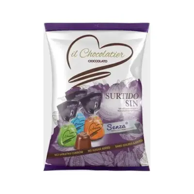 Цукерки в молочному шоколаді Асорті БЕЗ САХАРА Eurochoc il Chocolatier Surtido Sin Senza 150 г Іспанія