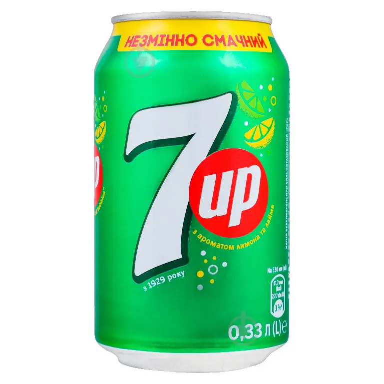 Напій сильногазований 7UP 330мл з/б