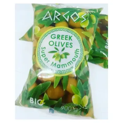 Оливки зелені Argos Greek Olives Super Mammouth Bio 100% Natural 900/505г Греція