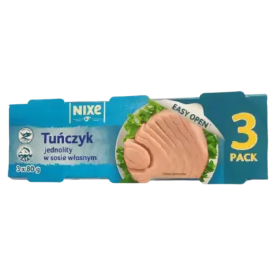 Тунець у власному соку Nixe Tunczyk jednolity 3x80г Німеччина