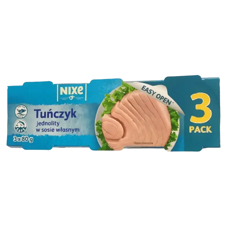 Тунець у власному соку Nixe Tunczyk jednolity 3×80г Німеччина