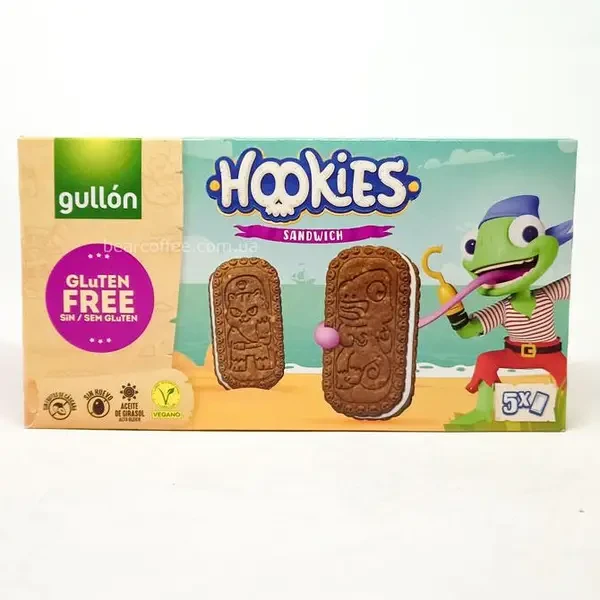 Печиво - сендвіч Пірати БЕЗ ГЛЮТЕНУ, ГОРІХІВ І ЯЄЦЬ Gullon Hookies Sendwich (5x46г) 230г Іспанія