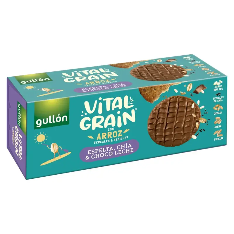 Печиво злакове з насінням чиа та молочним шоколадом Gullon Vital Grain Esgtlta,Chia&Choco Leite 310г Іспанія