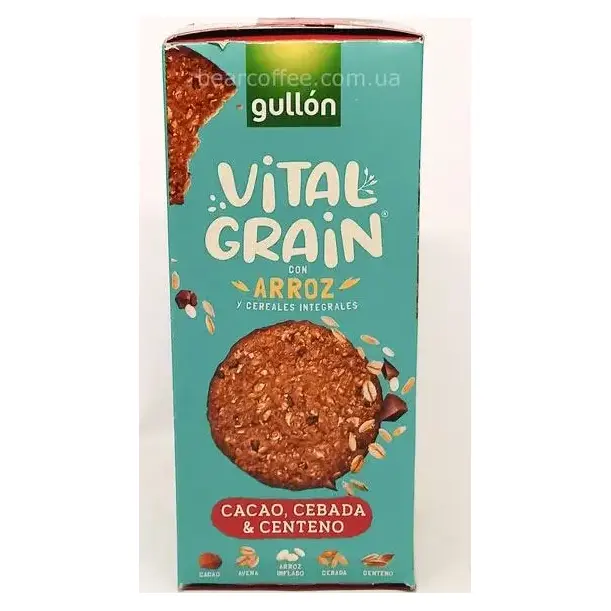 Злакове печиво з какао Gullon Vital Grain Cacao, Cebada&Centeno 250г Іспанія