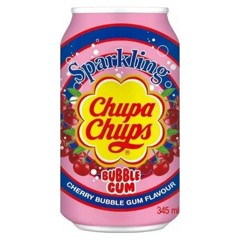 Напій газований зі смаком вишневої жувальної гумки Chupa Chups Bubble Gum 345 мл ж/б Корея