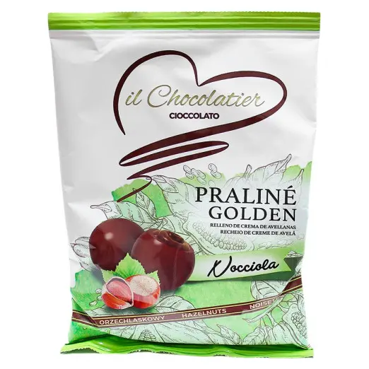 Цукерки праліне з горіховим кремом БЕЗ ГЛЮТЕНУ Eurochoc il Chocolatier Praline Golden 150г Іспанія