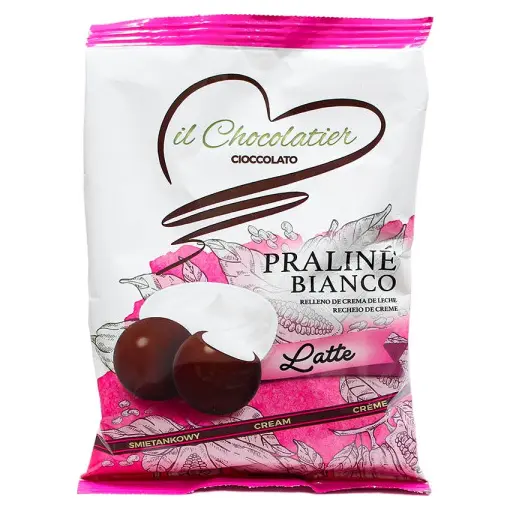 Цукерки праліне з молочним кремом БЕЗ ГЛЮТЕНУ Eurochoc il Chocolatier Praline Bianco 100г Іспанія