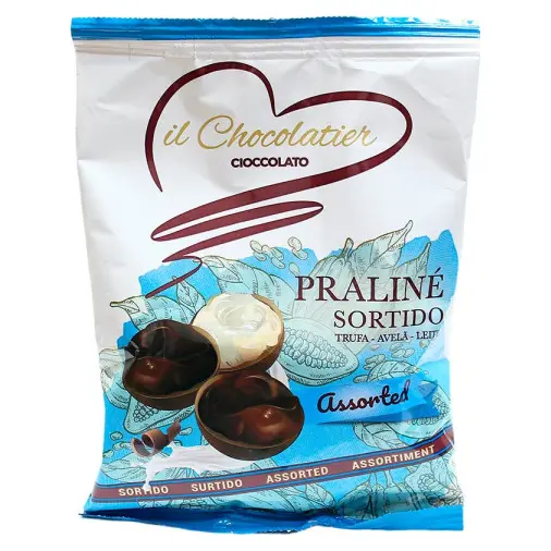Цукерки праліне з молочного шоколаду Асорті БЕЗ ГЛЮТЕНУ Eurochoc il Chocolatier Praline Sortido 100г Іспанія
