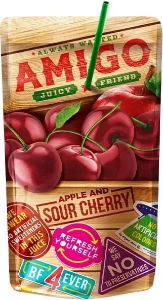 Сік Вишня - Яблуко Amigo Sour Cherry 200 мл Македонія