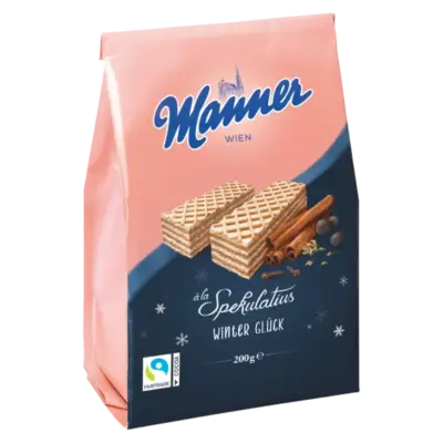 Вафлі Зимовий Міраж з пряним ароматом Manner Winter Gluck a la Spekulatius 200г Австрія