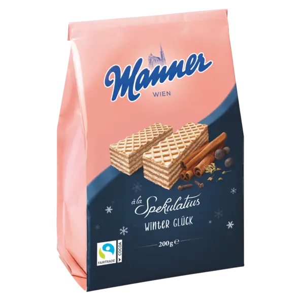 Вафлі Зимовий Міраж з пряним ароматом Manner Winter Gluck a la Spekulatius 200г Австрія