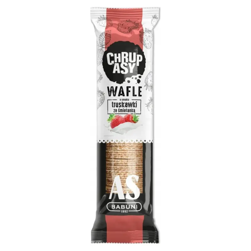 Вафлі зі смаком полуниці із вершками Chrup Asy Wafle o smaku Truskawki 90г Польща