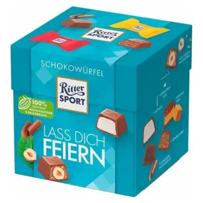Набір шоколадних цукерок 5 смаків Ritter Sport Schokowurfel Las Dich Feiern 176г (22шт) Німеччина