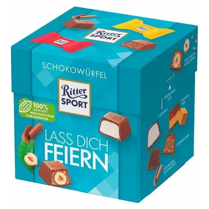 Набір шоколадних цукерок 5 смаків Ritter Sport Schokowurfel Las Dich Feiern 176г (22шт) Німеччина