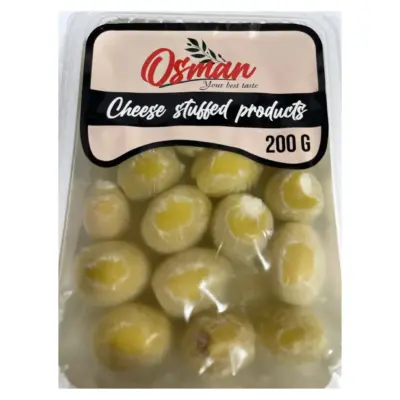 Оливки зелені фаршировані сиром у олії Osman Chees Stuffed products 200г Туреччина