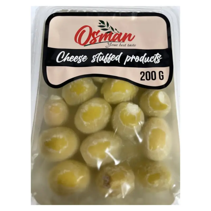 Оливки зелені фаршировані сиром у олії Osman Chees Stuffed products 200г Туреччина