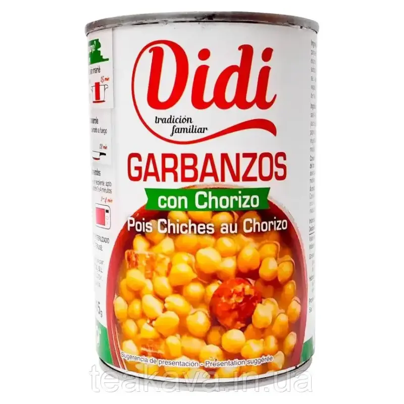 Нут із ковбасою та чоризо Didi Garbanzos con Chorizo 415 г Іспанія