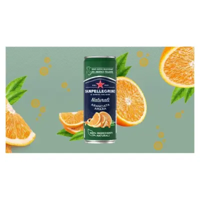 Напій газований зі 100% соком апельсина АМАРА Sanpellegrino Naturali Aranciata Amara 0.33 л Італія