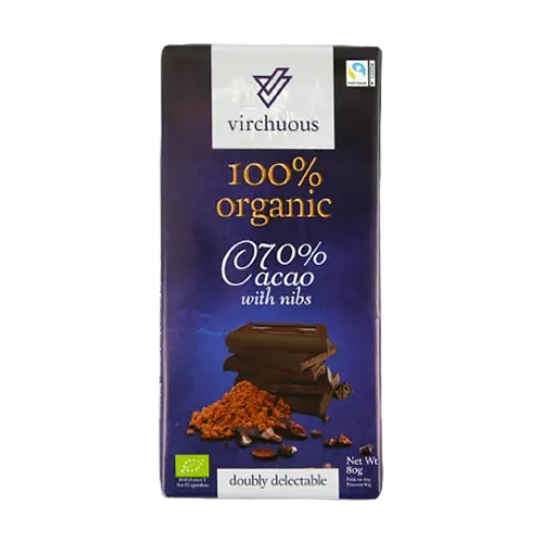 Шоколад чорний 100% Organic Virchuous Dark Coffee 80 г Іспанія
