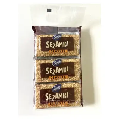 Цукерки (козинаки) кунжут у карамелі у формі пластинок Sezamki 81 г (3х27г) Польща
