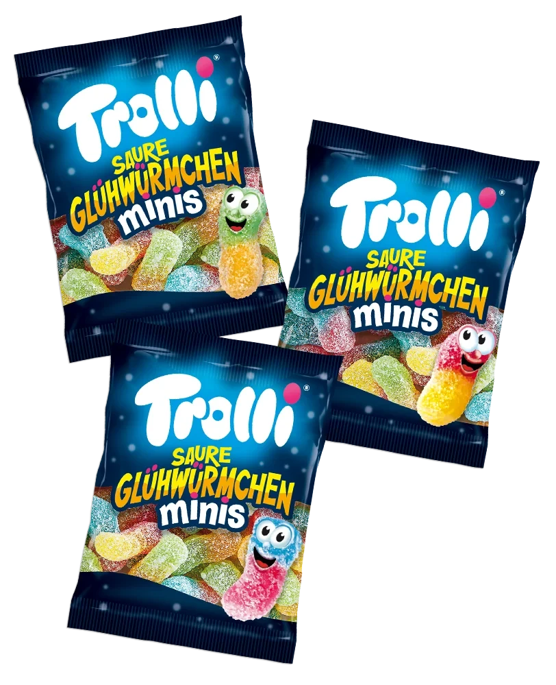 Желейні цукерки Без глютену Без лактози Кислі Світлячки Trolli Saure Gluhwurmchen 10 г Німеччина