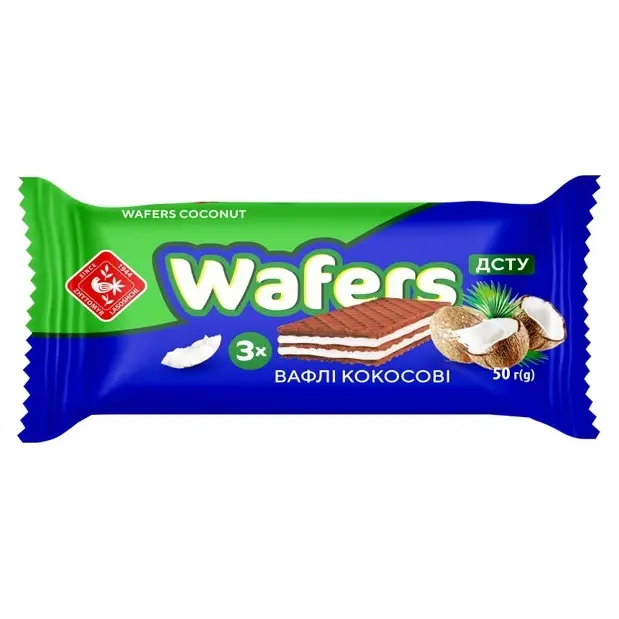 Вафлі кокосові Wafers 50г (3шт) Україна