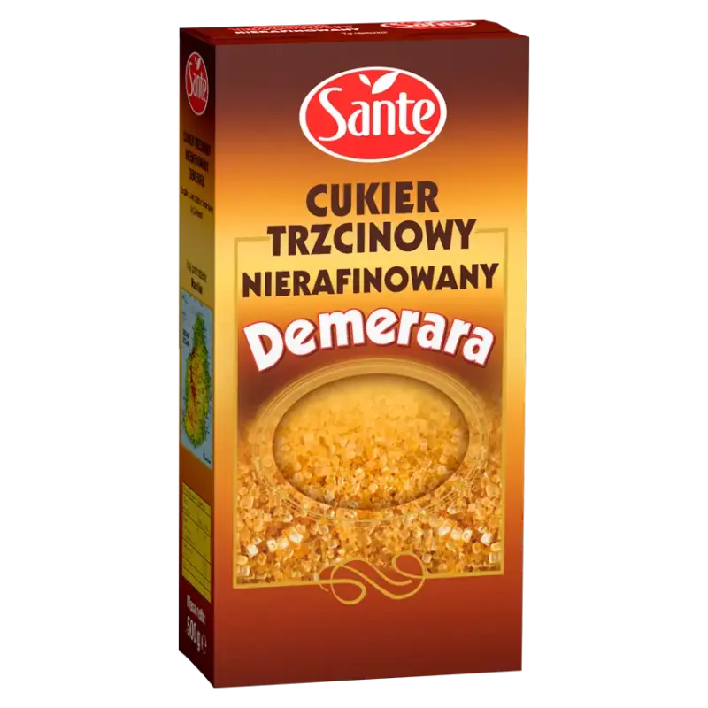 Цукор тростинний коричневий дрібний Sante Fine Demerara Cukier Trzcinowy 500 г Польща