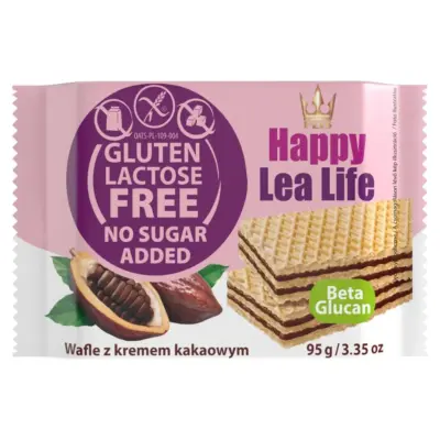Вафлі з шоколадним кремом БЕЗ ГЛЮТЕНА БЕЗ САХАРА БЕЗ ЛАКТОЗИ Happy Lea Lea Life 95 г Польща