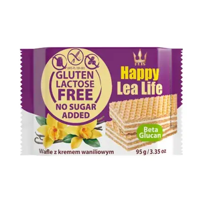 Вафлі з ванільним кремом БЕЗ ГЛЮТЕНА БЕЗ САХАРУ БЕЗ ЛАКТОЗИ Happy Lea Lea Life 95 г Польща